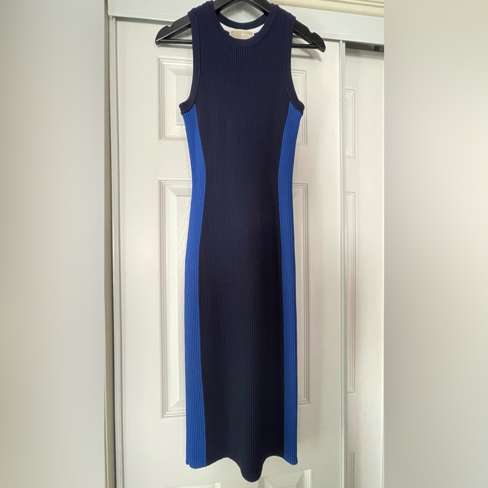 NWOT Michael Kors Dark Blue Ribbed Knit Top